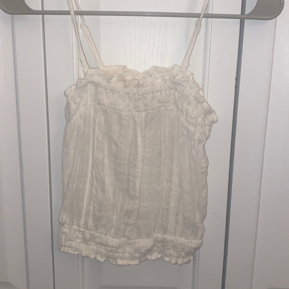 White ruched tank top. NEW & UNUSED